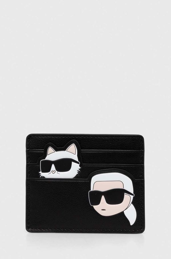 Karl Lagerfeld Usnjen etui za kartice Karl Lagerfeld črna barva, 245W3216