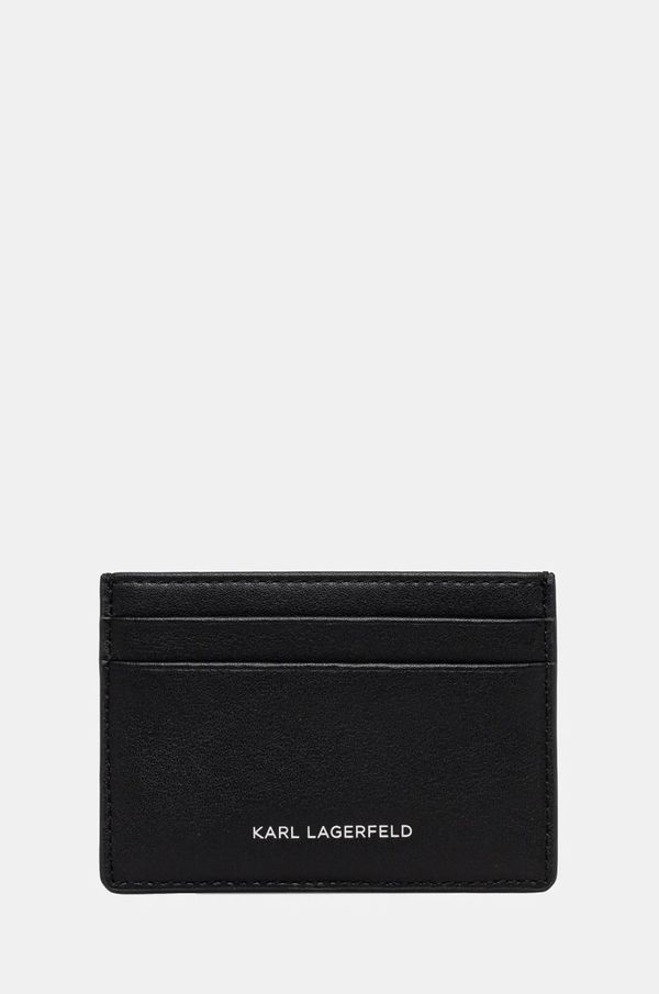 Karl Lagerfeld Usnjen etui za kartice Karl Lagerfeld črna barva, A1W32099