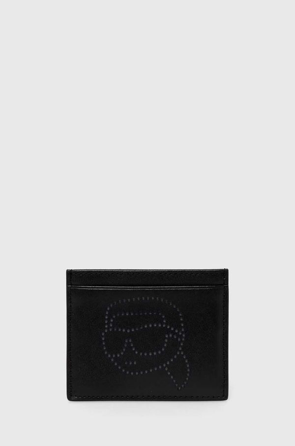 Karl Lagerfeld Usnjen etui za kartice Karl Lagerfeld črna barva