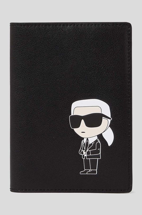 Karl Lagerfeld Usnjen etui za kartice Karl Lagerfeld črna barva