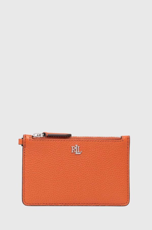 Lauren Ralph Lauren Usnjen etui za kartice Lauren Ralph Lauren oranžna barva, 432947628