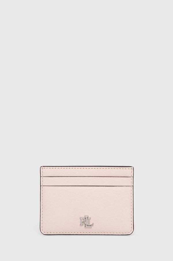 Lauren Ralph Lauren Usnjen etui za kartice Lauren Ralph Lauren roza barva