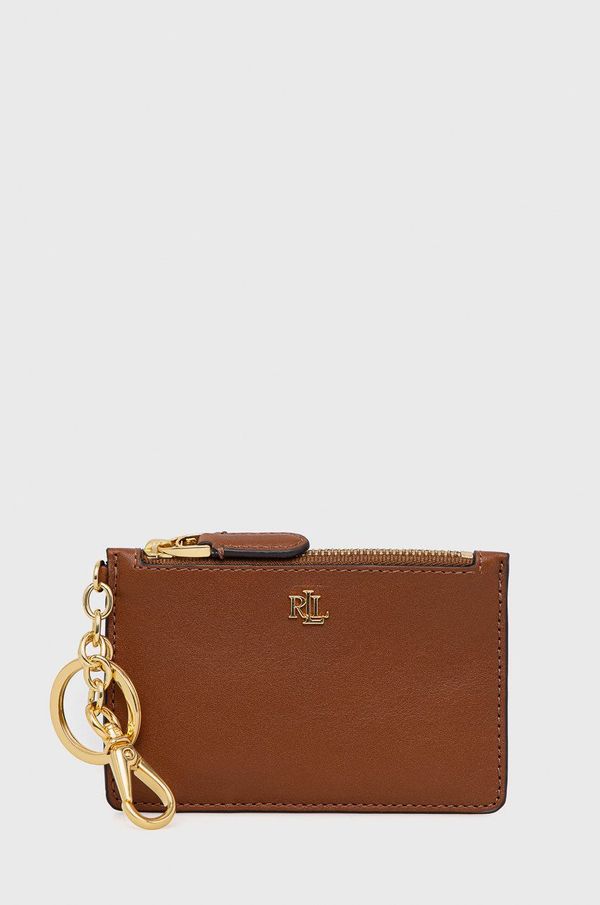 Lauren Ralph Lauren Usnjen etui za kartice Lauren Ralph Lauren ženski, rjava barva