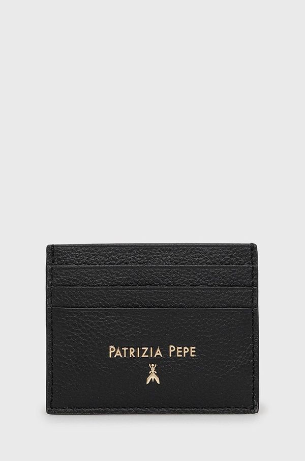 Patrizia Pepe Usnjen etui za kartice Patrizia Pepe črna barva