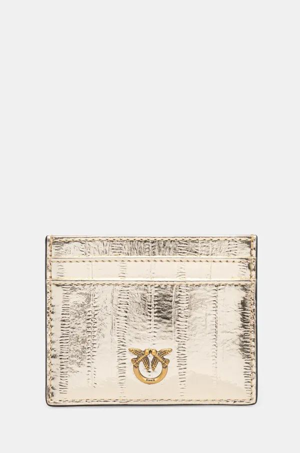 Pinko Usnjen etui za kartice Pinko zlata barva, 103762 A26X