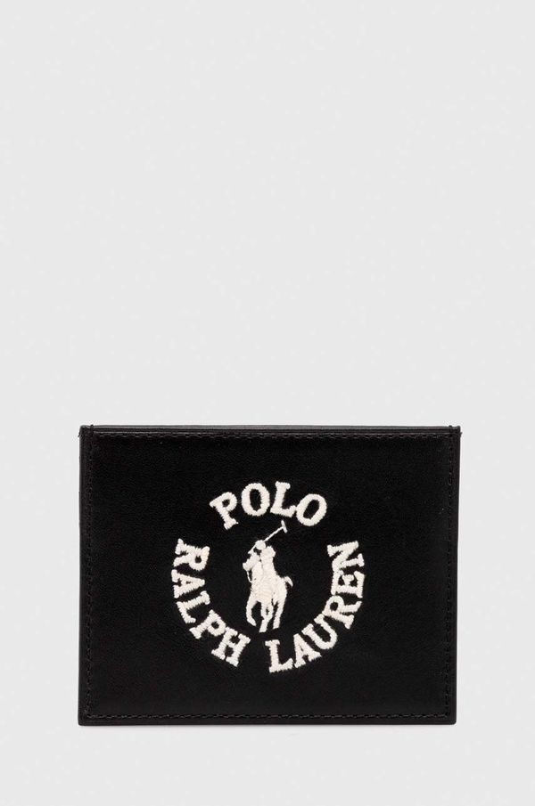 Polo Ralph Lauren Usnjen etui za kartice Polo Ralph Lauren črna barva