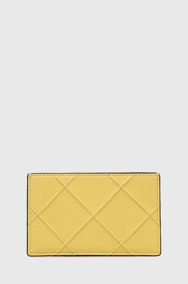 Tory Burch Usnjen etui za kartice Tory Burch rumena barva