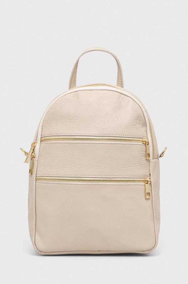 Answear Lab Usnjen nahrbtnik Answear Lab ženski, bež barva