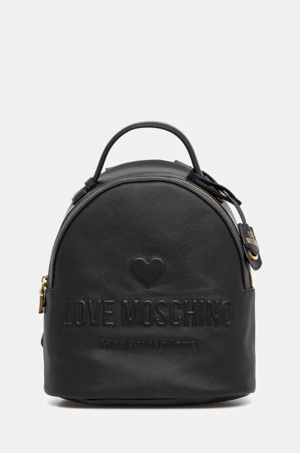 Love Moschino Usnjen nahrbtnik Love Moschino ženski, črna barva, JC4116PP1