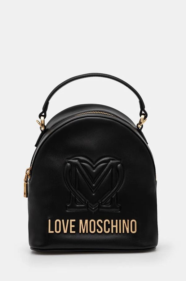 Love Moschino Usnjen nahrbtnik Love Moschino ženski, črna barva, JC4361PP0L