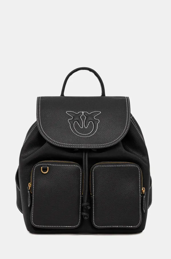 Pinko Usnjen nahrbtnik Pinko ženski, črna barva, 104351 A1LF