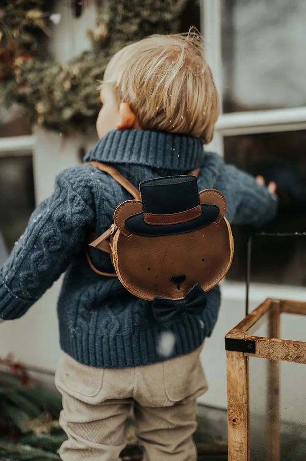 Donsje Usnjen otroški nahrbtnik Donsje Matsi Backpack Bear rjava barva, 5519601