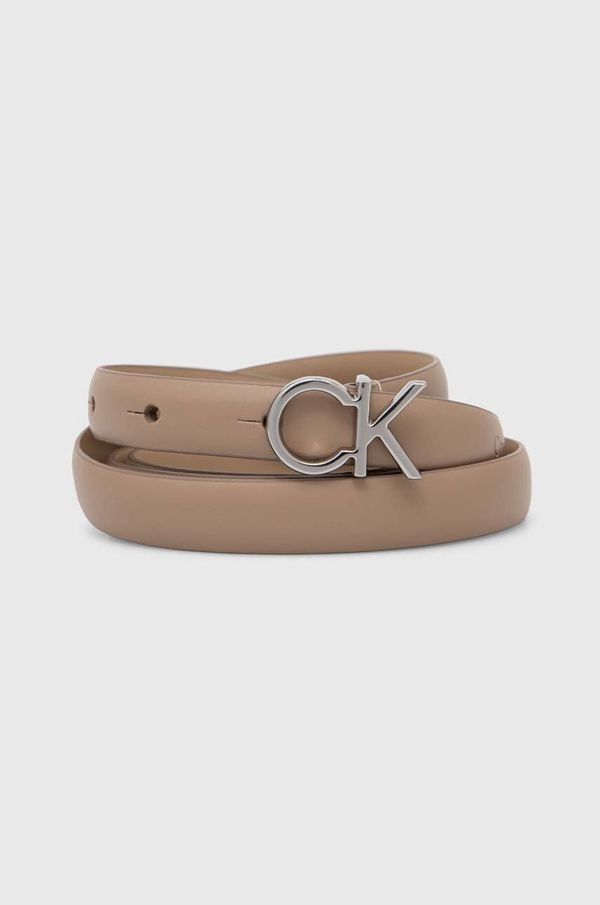 Calvin Klein Usnjen pas Calvin Klein ženski, bež barva, K60K612360