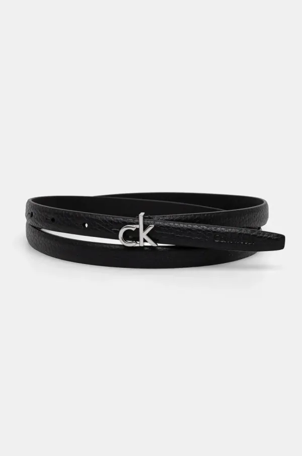 Calvin Klein Usnjen pas Calvin Klein ženski, črna barva, K60K612858
