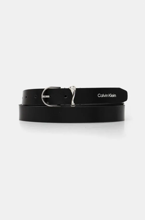 Calvin Klein Usnjen pas Calvin Klein ženski, črna barva, K60K613234
