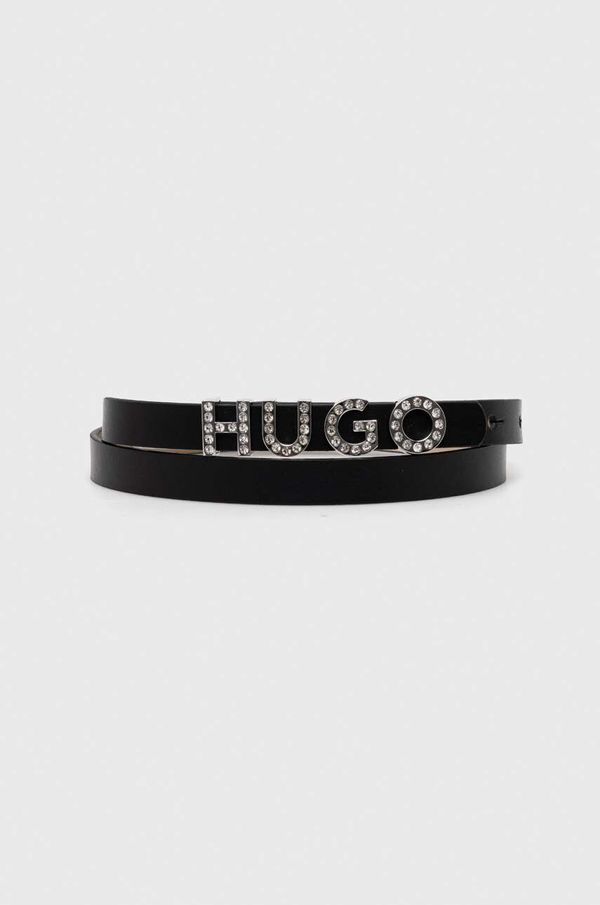 Hugo Usnjen pas HUGO ženski, črna barva