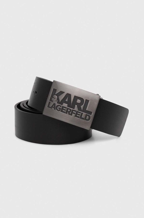 Karl Lagerfeld Usnjen pas Karl Lagerfeld moški, črna barva