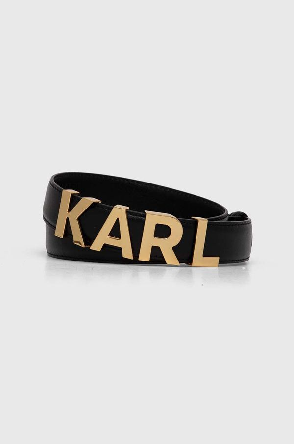 Karl Lagerfeld Usnjen pas Karl Lagerfeld ženski, črna barva