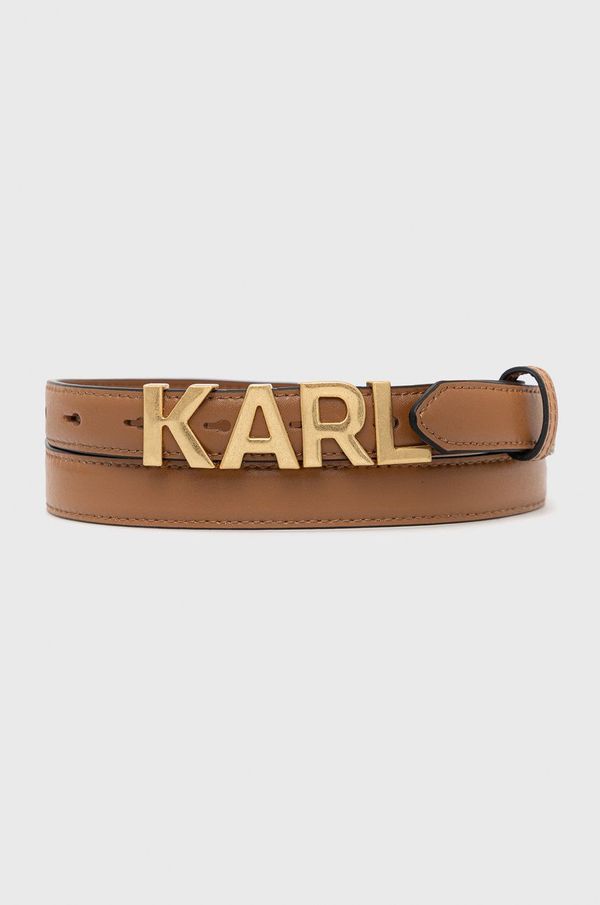 Karl Lagerfeld Usnjen pas Karl Lagerfeld ženski, rjava barva