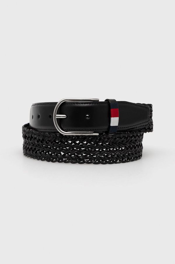 Tommy Hilfiger Usnjen pas Tommy Hilfiger Business Braided 3.5 moški, črna barva