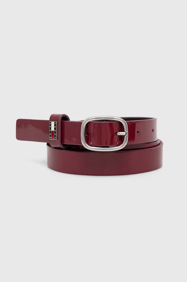 Tommy Jeans Usnjen pas Tommy Jeans ženski, bordo barva, AW0AW16257