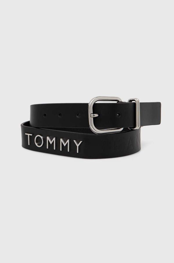 Tommy Jeans Usnjen pas Tommy Jeans ženski, črna barva, AW0AW16255