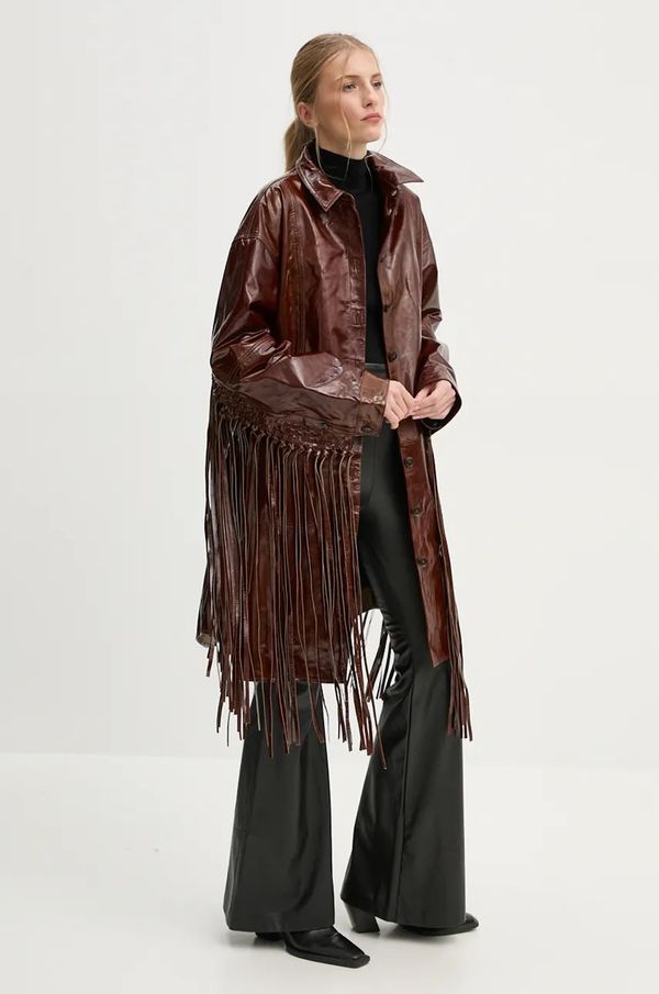 Herskind Usnjen plašč Herskind Ellen ženski, rjava barva, 5302125