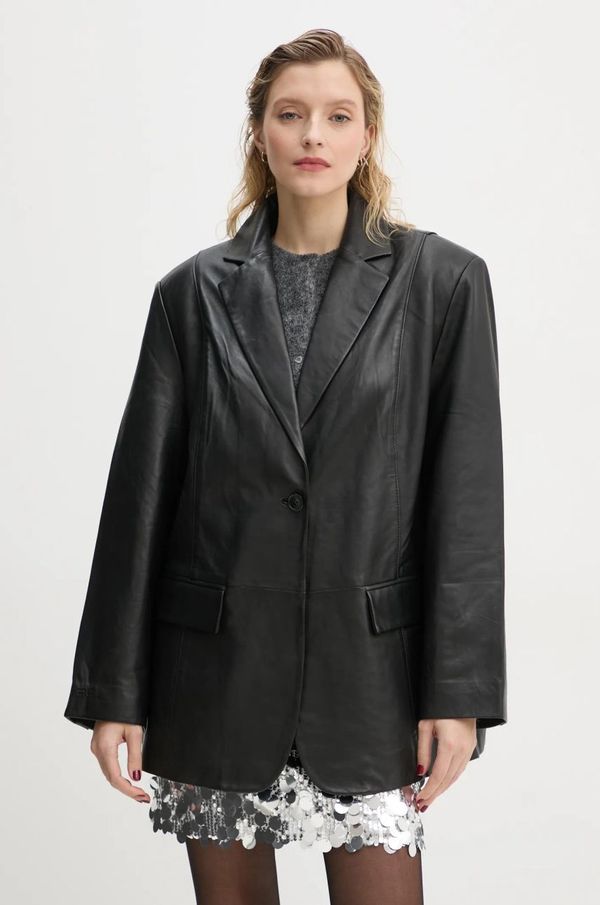 Gestuz Usnjen suknjič Gestuz črna barva, 10909547