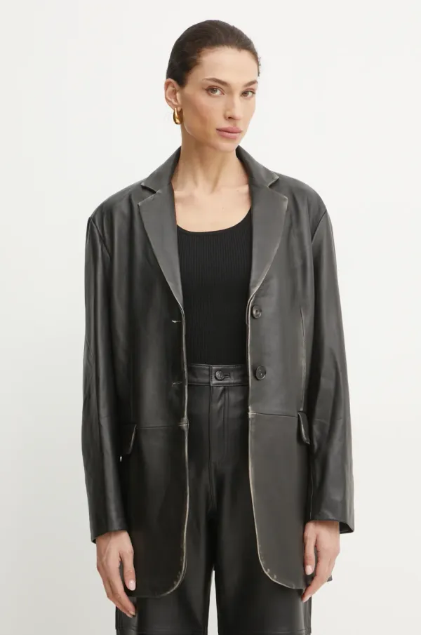 Liviana Conti Usnjen suknjič Liviana Conti črna barva, F5SX41