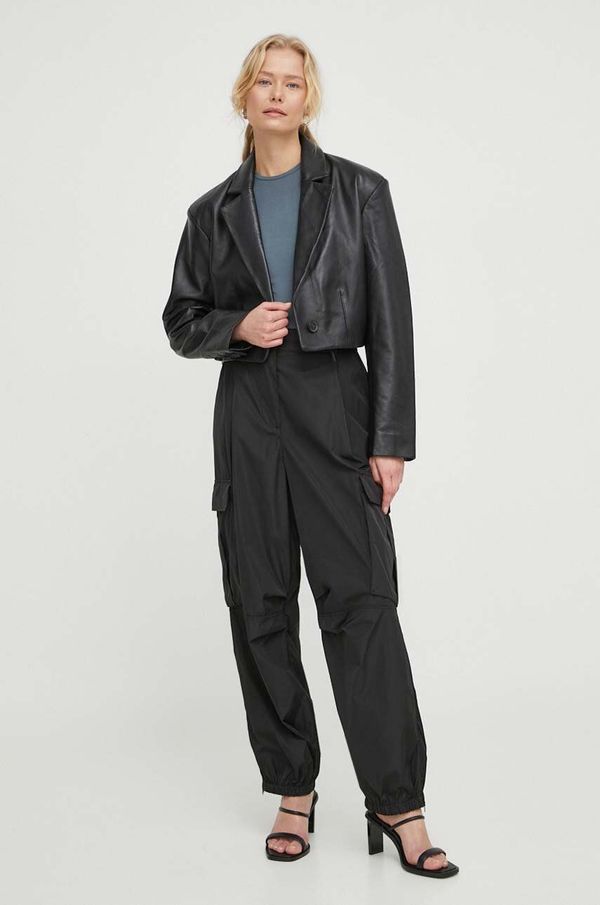 Won Hundred Usnjen suknjič Won Hundred črna barva