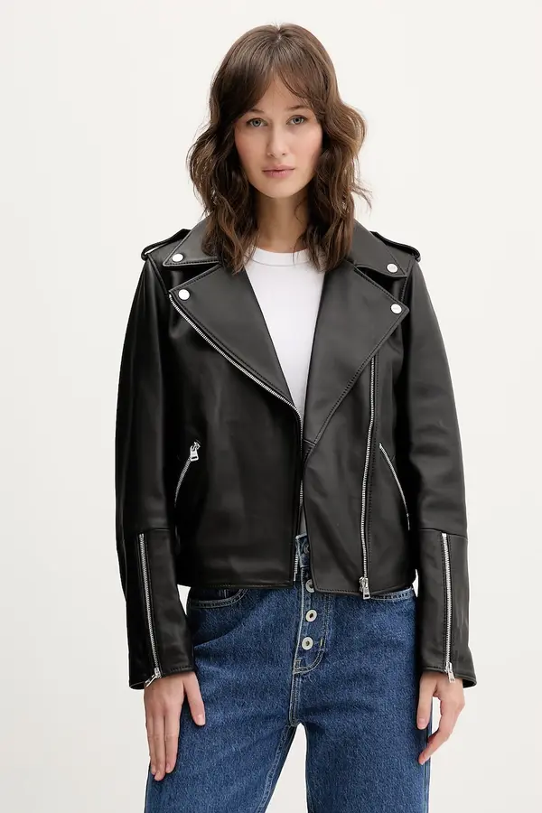 HUGO Usnjena biker jakna HUGO Lujana