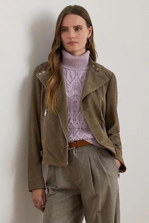 Lauren Ralph Lauren Usnjena biker jakna Lauren Ralph Lauren