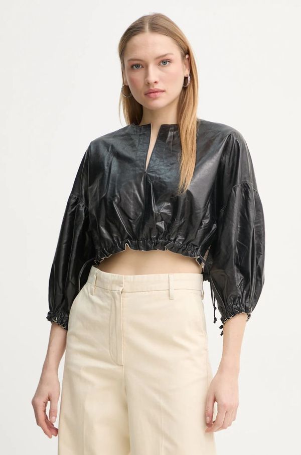 Day Birger et Mikkelsen Usnjena bluza Day Birger et Mikkelsen Dorothy črna barva, DAY65243672