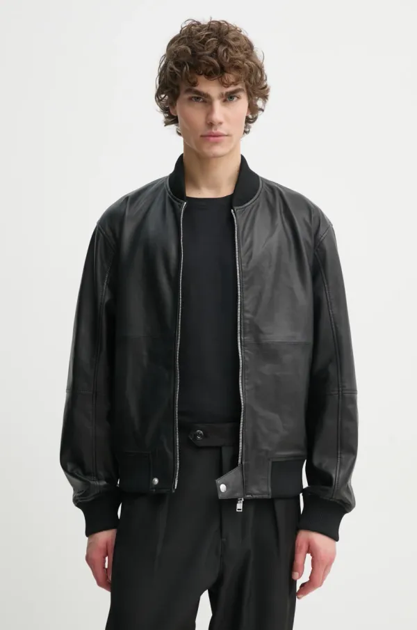 Iceberg Usnjena bomber jakna Iceberg moška, črna barva, ZO11 6805