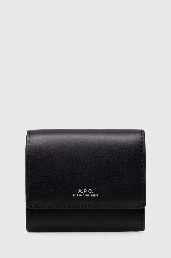 A.P.C. Usnjena denarnica A.P.C. Compact Lois Small črna barva, PXBMW.H63453.LZZ