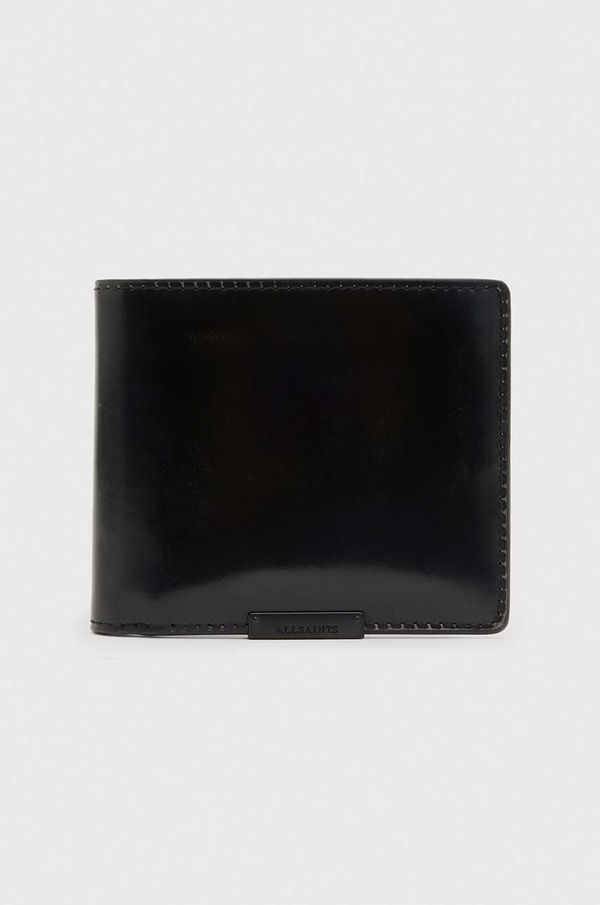 AllSaints Usnjena denarnica AllSaints Attain moška, črna barva