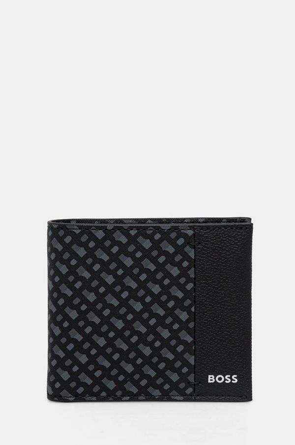 Boss Usnjena denarnica BOSS moška, črna barva, 50529507