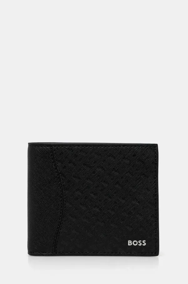 BOSS Usnjena denarnica BOSS moška, črna barva, 50542388