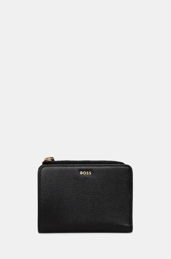BOSS Usnjena denarnica BOSS ženska, črna barva, 50536382