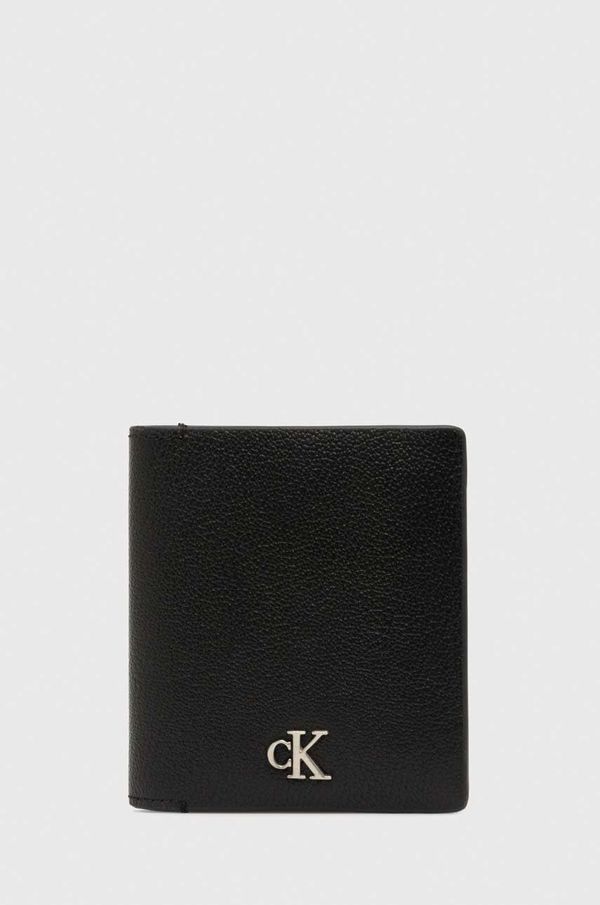 Calvin Klein Jeans Usnjena denarnica Calvin Klein Jeans moški, črna barva