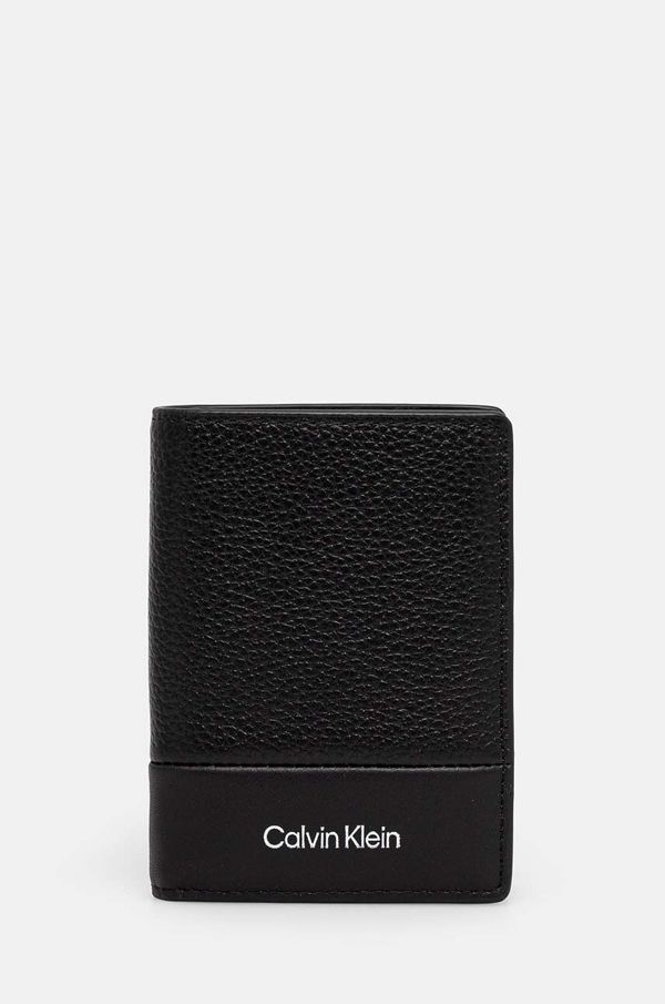 Calvin Klein Usnjena denarnica Calvin Klein moška, črna barva, K50K512303