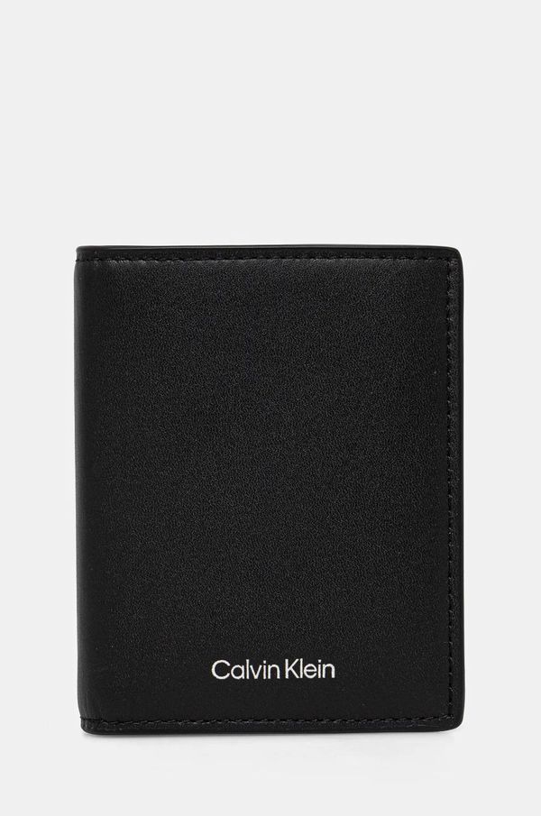 Calvin Klein Usnjena denarnica Calvin Klein moška, črna barva, K50K512694