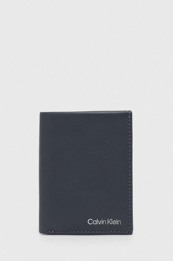 Calvin Klein Usnjena denarnica Calvin Klein moški, siva barva
