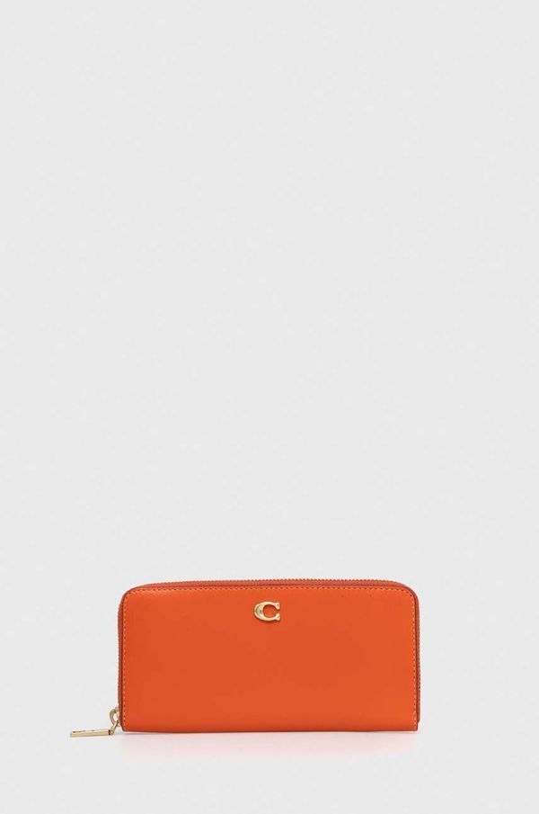 Coach Usnjena denarnica Coach ženski, oranžna barva