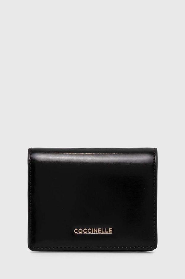 Coccinelle Usnjena denarnica Coccinelle METALLIC SHINY CALF ženska, črna barva, E2 RX8 11 D3 01