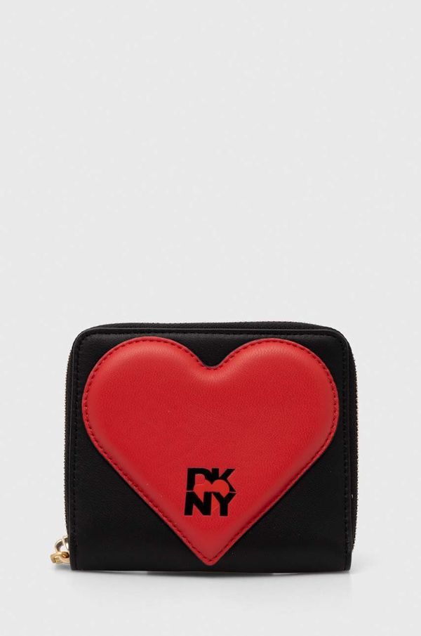 DKNY Usnjena denarnica Dkny HEART OF NY ženska, črna barva, R411ZF05
