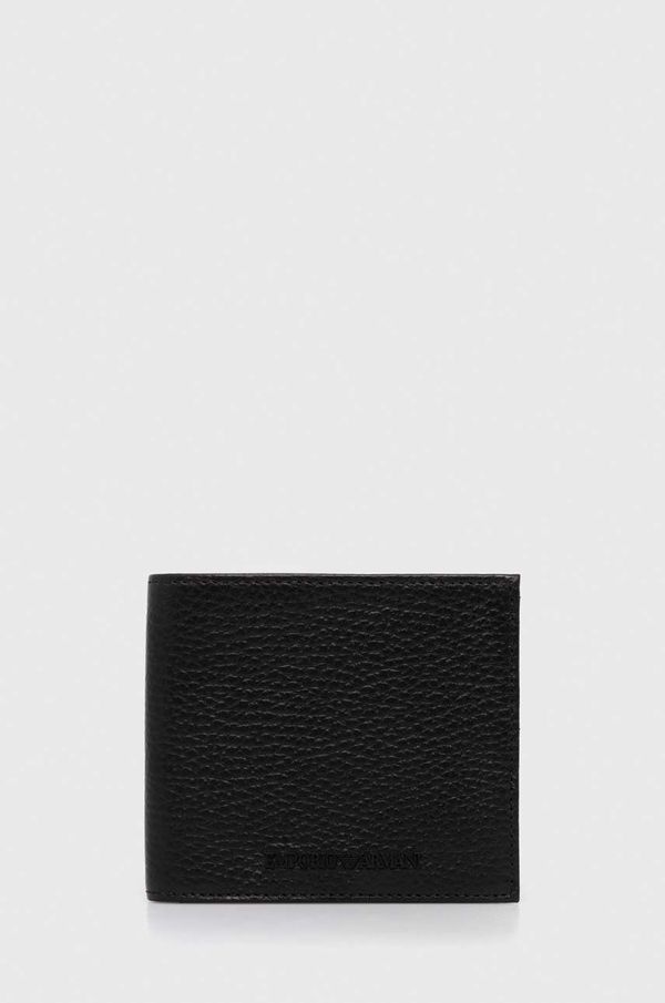 Emporio Armani Usnjena denarnica Emporio Armani moški, črna barva