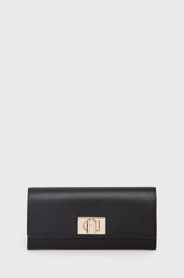 Furla Usnjena denarnica Furla ženska, črna barva