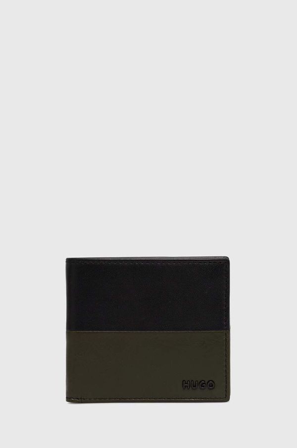 Hugo Usnjena denarnica HUGO moška, črna barva, 50523695