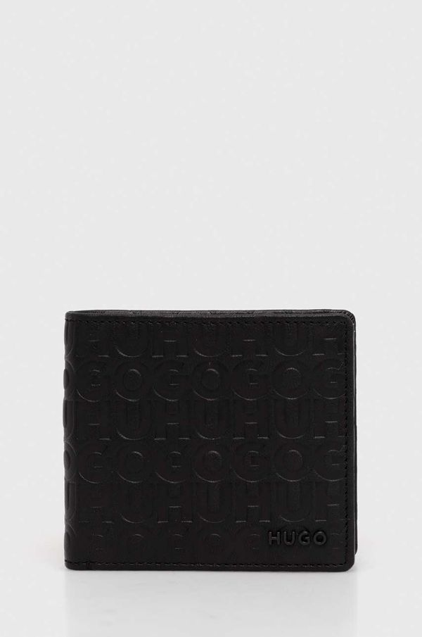 Hugo Usnjena denarnica HUGO moška, črna barva, 50523718